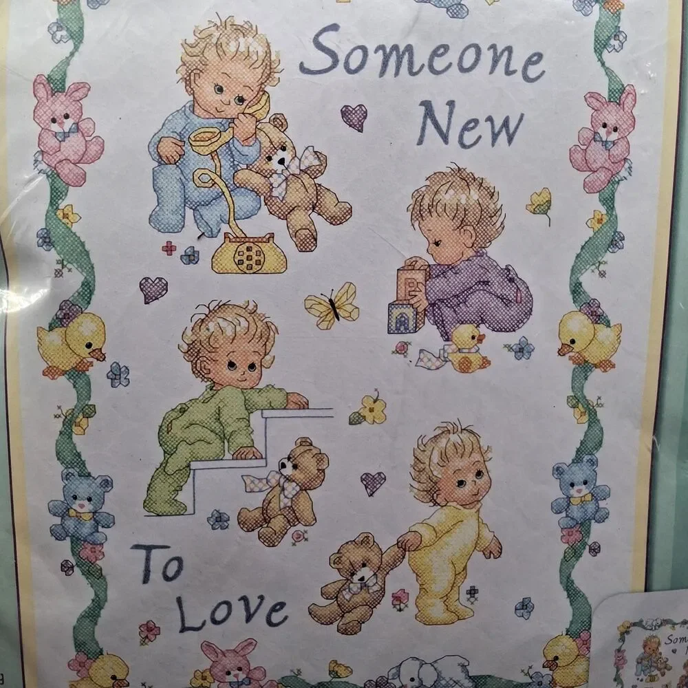 Dimensions Baby Hugs Stamped Cross Stitch Quilt Kit Someone New To  Love 72963